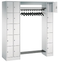 C+P offene Garderobe Serie 8070 2 Fächerschränke mit 15 Fächern B190mm (HxBxT)1950x2100x480mm 7016/7016