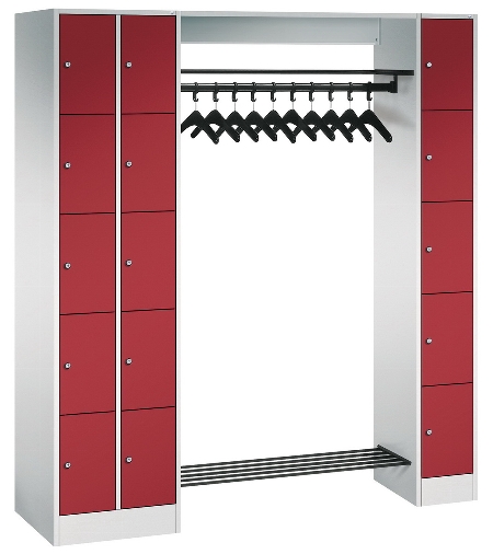 C+P offene Garderobe Serie 8070 2 Fächerschränke mit 15 Fächern B190mm (HxBxT)1950x2100x480mm 7016/7016