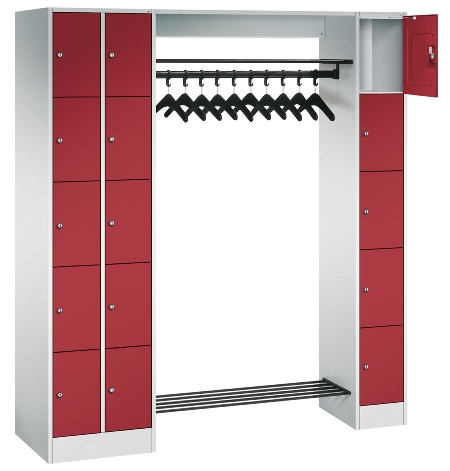 C+P offene Garderobe Serie 8070 2 Fächerschränke mit 15 Fächern B190mm (HxBxT)1950x2100x480mm 7016/7016
