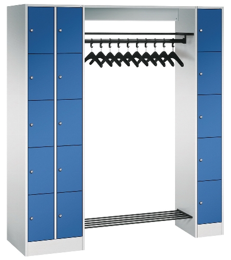 C+P offene Garderobe Serie 8070 2 Fächerschränke mit 15 Fächern B190mm (HxBxT)1950x2100x480mm 7016/7016