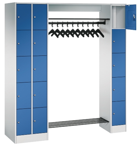 C+P offene Garderobe Serie 8070 2 Fächerschränke mit 15 Fächern B190mm (HxBxT)1950x2100x480mm 7016/7016