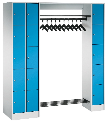 C+P offene Garderobe Serie 8070 2 Fächerschränke mit 15 Fächern B190mm (HxBxT)1950x2100x480mm 7016/7016