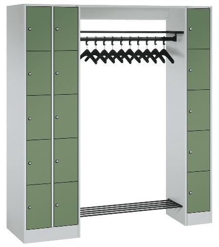 C+P offene Garderobe Serie 8070 2 Fächerschränke mit 15 Fächern B190mm (HxBxT)1950x2100x480mm 7016/7016