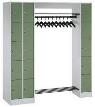 C+P offene Garderobe Serie 8070 2 Fächerschränke mit 15 Fächern B190mm (HxBxT)1950x2100x480mm 7016/7016