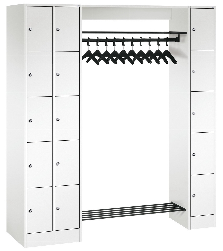 C+P offene Garderobe Serie 8070 2 Fächerschränke mit 15 Fächern B190mm (HxBxT)1950x2100x480mm 7016/7016