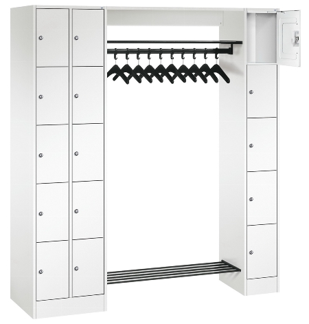 C+P offene Garderobe Serie 8070 2 Fächerschränke mit 15 Fächern B190mm (HxBxT)1950x2100x480mm 7016/7016