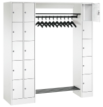 C+P offene Garderobe Serie 8070 2 Fächerschränke mit 15 Fächern B190mm (HxBxT)1950x2100x480mm 7016/7016