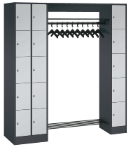 C+P offene Garderobe Serie 8070 2 Fächerschränke mit 15 Fächern B190mm (HxBxT)1950x2100x480mm 7016/7016