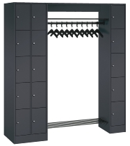 C+P offene Garderobe Serie 8070 2 Fächerschränke mit 15 Fächern B190mm (HxBxT)1950x2100x480mm 7016/7016