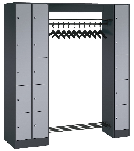 C+P offene Garderobe Serie 8070 2 Fächerschränke mit 15 Fächern B190mm (HxBxT)1950x2100x480mm 7016/7016