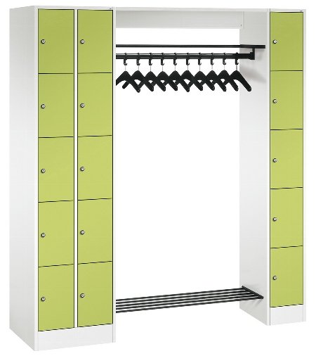 C+P offene Garderobe Serie 8070 2 Fächerschränke mit 15 Fächern B190mm (HxBxT)1950x2100x480mm 7016/7016