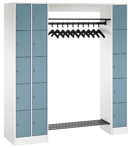 C+P offene Garderobe Serie 8070 2 Fächerschränke mit 15 Fächern B190mm (HxBxT)1950x2100x480mm 7016/7016