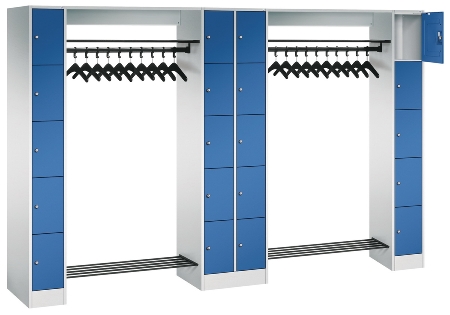 C+P offene Garderobe Serie 8070 2 Fächerschränke mit 15 Fächern B190mm (HxBxT)1950x2100x480mm 7016/7016