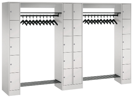 C+P offene Garderobe Serie 8070 2 Fächerschränke mit 15 Fächern B190mm (HxBxT)1950x2100x480mm 7016/7016