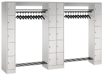 C+P offene Garderobe Serie 8070 2 Fächerschränke mit 15 Fächern B190mm (HxBxT)1950x2100x480mm 7016/7016