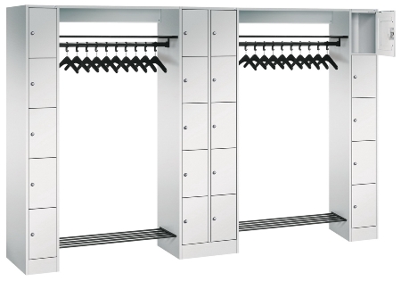 C+P offene Garderobe Serie 8070 2 Fächerschränke mit 15 Fächern B190mm (HxBxT)1950x2100x480mm 7016/7016