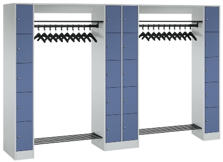 C+P offene Garderobe Serie 8070 2 Fächerschränke mit 15 Fächern B190mm (HxBxT)1950x2100x480mm 7016/7016