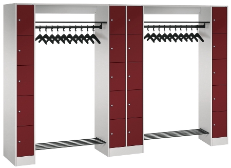 C+P offene Garderobe Serie 8070 2 Fächerschränke mit 15 Fächern B190mm (HxBxT)1950x2100x480mm 7016/7016