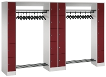 C+P offene Garderobe Serie 8070 2 Fächerschränke mit 15 Fächern B190mm (HxBxT)1950x2100x480mm 7016/7016