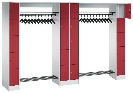 C+P offene Garderobe Serie 8070 2 Fächerschränke mit 15 Fächern B190mm (HxBxT)1950x2100x480mm 7016/7016