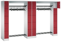 C+P offene Garderobe Serie 8070 2 Fächerschränke mit 15 Fächern B190mm (HxBxT)1950x2100x480mm 7016/7016
