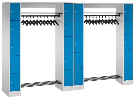 C+P offene Garderobe Serie 8070 2 Fächerschränke mit 15 Fächern B190mm (HxBxT)1950x2100x480mm 7016/7016