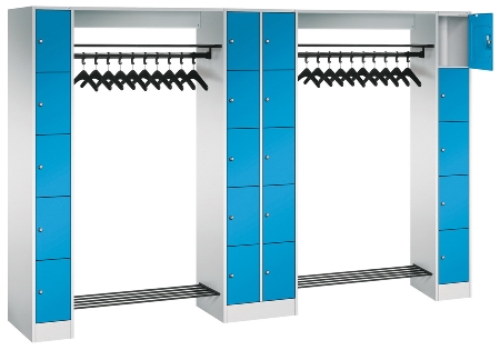 C+P offene Garderobe Serie 8070 2 Fächerschränke mit 15 Fächern B190mm (HxBxT)1950x2100x480mm 7016/7016