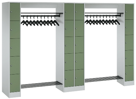C+P offene Garderobe Serie 8070 2 Fächerschränke mit 15 Fächern B190mm (HxBxT)1950x2100x480mm 7016/7016