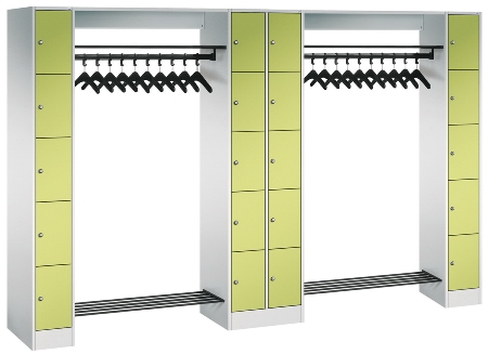 C+P offene Garderobe Serie 8070 2 Fächerschränke mit 15 Fächern B190mm (HxBxT)1950x2100x480mm 7016/7016