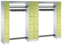 C+P offene Garderobe Serie 8070 2 Fächerschränke mit 15 Fächern B190mm (HxBxT)1950x2100x480mm 7016/7016