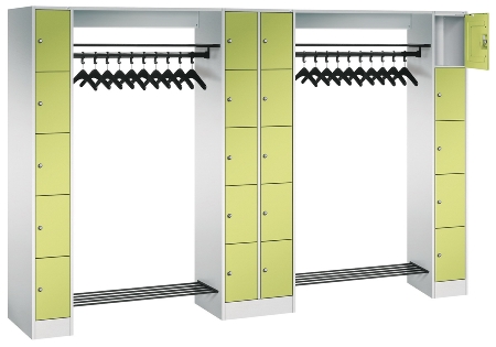 C+P offene Garderobe Serie 8070 2 Fächerschränke mit 15 Fächern B190mm (HxBxT)1950x2100x480mm 7016/7016
