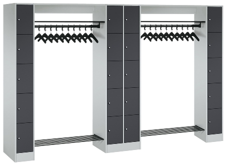C+P offene Garderobe Serie 8070 2 Fächerschränke mit 15 Fächern B190mm (HxBxT)1950x2100x480mm 7016/7016