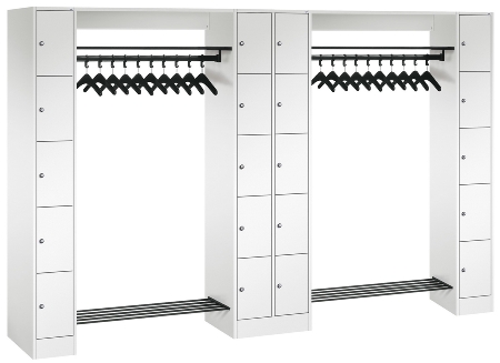 C+P offene Garderobe Serie 8070 2 Fächerschränke mit 15 Fächern B190mm (HxBxT)1950x2100x480mm 7016/7016