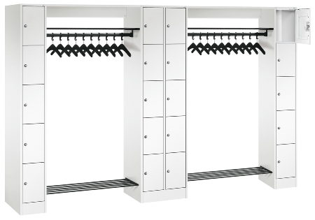 C+P offene Garderobe Serie 8070 2 Fächerschränke mit 15 Fächern B190mm (HxBxT)1950x2100x480mm 7016/7016