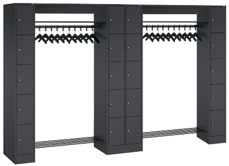 C+P offene Garderobe Serie 8070 2 Fächerschränke mit 15 Fächern B190mm (HxBxT)1950x2100x480mm 7016/7016