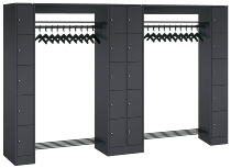 C+P offene Garderobe Serie 8070 2 Fächerschränke mit 15 Fächern B190mm (HxBxT)1950x2100x480mm 7016/7016