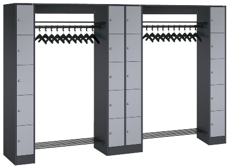 C+P offene Garderobe Serie 8070 2 Fächerschränke mit 15 Fächern B190mm (HxBxT)1950x2100x480mm 7016/7016