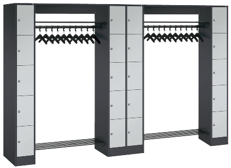 C+P offene Garderobe Serie 8070 2 Fächerschränke mit 15 Fächern B190mm (HxBxT)1950x2100x480mm 7016/7016