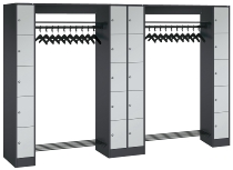 C+P offene Garderobe Serie 8070 2 Fächerschränke mit 15 Fächern B190mm (HxBxT)1950x2100x480mm 7016/7016