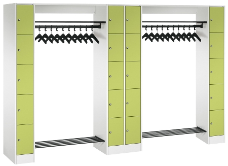 C+P offene Garderobe Serie 8070 2 Fächerschränke mit 15 Fächern B190mm (HxBxT)1950x2100x480mm 7016/7016