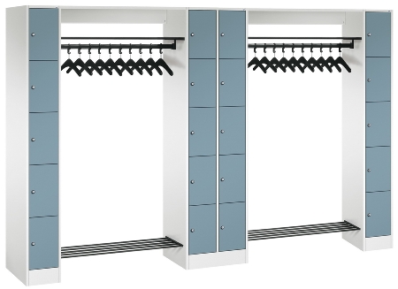 C+P offene Garderobe Serie 8070 2 Fächerschränke mit 15 Fächern B190mm (HxBxT)1950x2100x480mm 7016/7016