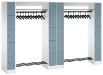 C+P offene Garderobe Serie 8070 2 Fächerschränke mit 15 Fächern B190mm (HxBxT)1950x2100x480mm 7016/7016