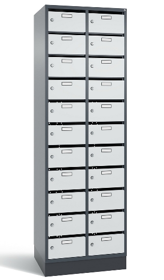 C+P Verteilerschrank 8170-311 Serie 8170 Intro mit Sockel 3 Abt. mit 33 Fächern (HxBxT)1950x920x490mm 7035/6011