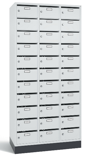 C+P Verteilerschrank 8170-311 Serie 8170 Intro mit Sockel 3 Abt. mit 33 Fächern (HxBxT)1950x920x490mm 7035/6011