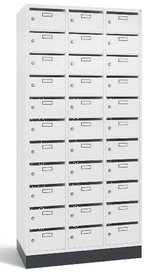 C+P Verteilerschrank 8170-311 Serie 8170 Intro mit Sockel 3 Abt. mit 33 Fächern (HxBxT)1950x920x490mm 7035/6011