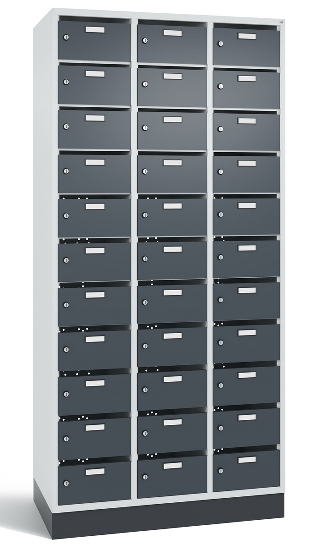 C+P Verteilerschrank 8170-311 Serie 8170 Intro mit Sockel 3 Abt. mit 33 Fächern (HxBxT)1950x920x490mm 7035/6011