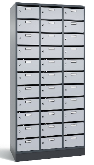 C+P Verteilerschrank 8170-311 Serie 8170 Intro mit Sockel 3 Abt. mit 33 Fächern (HxBxT)1950x920x490mm 7035/6011