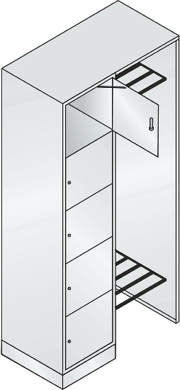 C+P offene Garderobe Serie 8070 1 Fächerschrank 5 Fächer B190mm  (HxBxT)1950x740x480mm 7016/7035