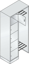 C+P offene Garderobe Serie 8070 1 Fächerschrank 5 Fächer B190mm  (HxBxT)1950x740x480mm 7016/7035