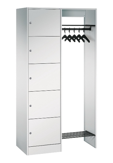 C+P offene Garderobe Serie 8070 1 Fächerschrank 5 Fächer B190mm  (HxBxT)1950x740x480mm 7016/7035